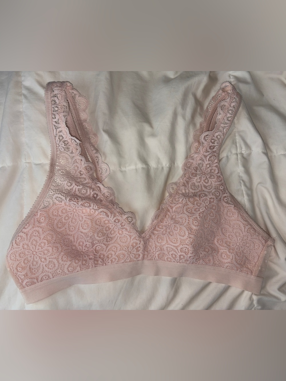 Aerie Lace Triangle Bralette - Light Pink M